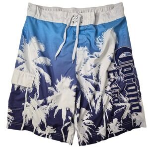 Vintage Corona Extra Swim Trunks Mens XL Blue Palm Trees Board Shorts Cargo